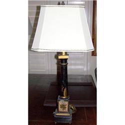 Early 1900's Bronze Table Lamp w/silk shade #949524