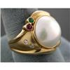 Image 1 : Pearl Ring Estate Mabe Pearl Diamond Ruby #949600
