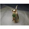 Image 1 : Estate Art Deco 14K YG Gold Jade Cat Brooch Pin #949839