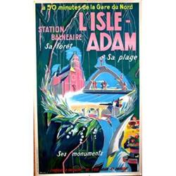 Isle Adam French Travel Poster 1930 Swimming #956939