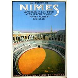 French Travel Poster Roman Theater Nimes 1930 #956943