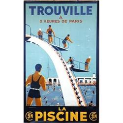 Rare French Travel Poster Trouville Deco 1930 #956945
