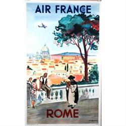 Air France poster by Brayer 1949 Rome Italian #956972