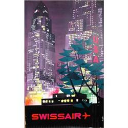 Swissair poster by Villemot 1960s New York #956975