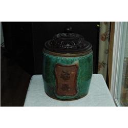 Chinese Antique Pottery Pot with Wood Cover. #957016