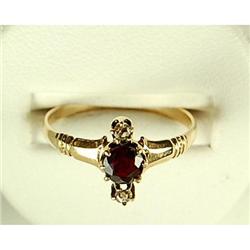 ANTIQUE GOLD RING RUBY  DIAMONDS #957066