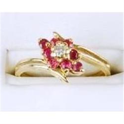 14k Gold Ring DIAMOND w  RUBYS  #957068