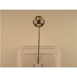 ANTIQUE ART DECO GOLD STICKPIN w RUBY #957069