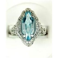 Antique Style Ring BLUE TOPAZ 7 CTS!  Filigree #957083