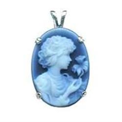  BLUE AGATE CAMEO PENDANT - EXQUISITE #957088