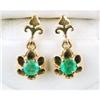Image 1 :  ANTIQUE GOLD EARRINGS w  EMERALD #957111