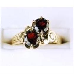  ANTIQUE Gold Ring 2 GARNETS   #957112