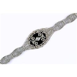 Antique Filigree Bracelet Black Onyx Diamond #957114