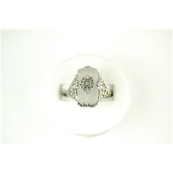 ANTIQUE Ring Camphor Glass DIAMOND FILIGREE #957120
