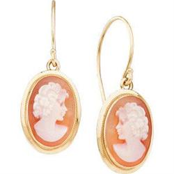 14K Gold SHELL CAMEO EARRINGS #957131