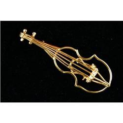14k GOLD Pin  CELLO with 5 DIAMONDS #957155