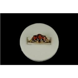 Antique 14k Gold Ring 3 GARNETS #957169