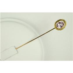 EDWARDIAN GOLD STICKPIN w AMETHYST #957177
