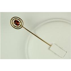  ART NOUVEAU GOLD STICKPIN w GARNET #957178