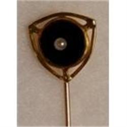  ANTIQUE VICTORIAN GOLD STICKPIN BLACK ONYX #957179