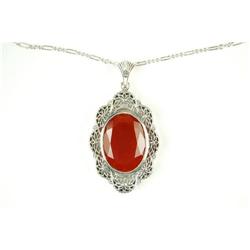 Antique Style Pendant CARNELIAN Filigree #957193