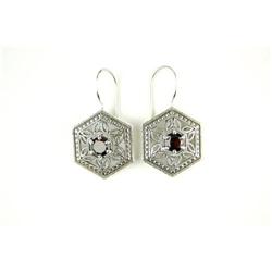 ANTIQUE STYLE FILIGREE GARNET EARRINGS #957194
