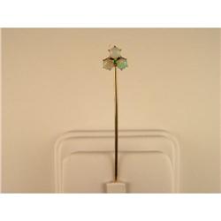  VICTORIAN GOLD STICKPIN OPALS EMERALD 1890 #957199
