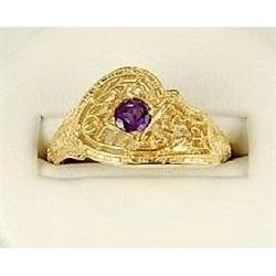 Antique 14k  Ring AMETHYST FILIGREE #957210
