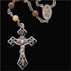 STERLING  ROSARY BEADS w LACE AGATE #957220