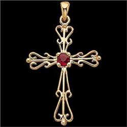 14k GOLD  CROSS Pendant  RUBY #957223