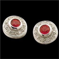 14k WhiteGold EARRINGS  RUBY  DIAMONDS   #957229