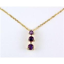 14k GOLD NECKLACE w  3 AMETHYSTS  #957238