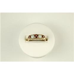  ANTIQUE GOLD RING OPALS w GARNETS #957249