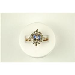  ANTIQUE GOLD RING SAPPHIRES ROSE CUT DIAMONDS #957250