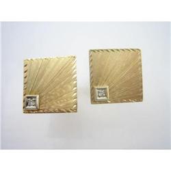 14K SOLID GOLD CUFFLINKS w DIAMOND #957254
