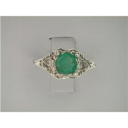  ANTIQUE WHITEGOLD FILIGREE RING EMERALD 1 CT! #957258