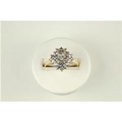  14k Gold Ring 21 GENUINE TANZANITES #957260