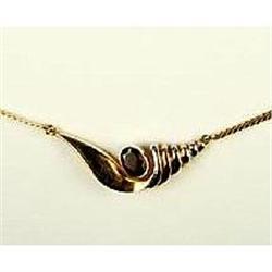  14k Gold NECKLACE w GARNET 16 inch  #957263