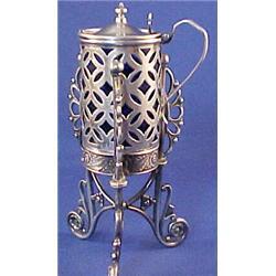 Ornate sterling silver Mustard Pot on Stand #957269