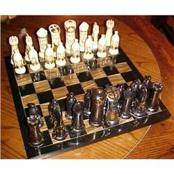 Handmade Porcelain Chess Set on Marble Board #957281