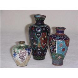 Three Japanese  Cloisonné Vases Sku1935 #957470