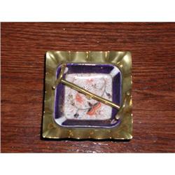 Majolica/Gaudy Dutch and Brass Pen Holder #957545