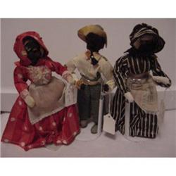 Doll Dried Apple Head Dolls Three Folk Art #957609