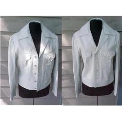 Vintage Western Syle White Leather Jacket sz M #957898
