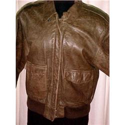 Vintage Brown Leather Bomber Flight Jacket - #957908