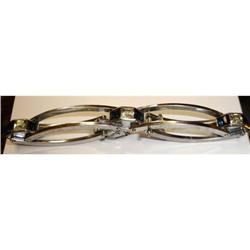 D.R.G.M chrome and rhinestone Art Deco bracelet #957934