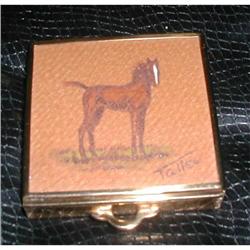 vintage signed suitcase compact with painted #957936