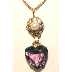 Amethyst & Pearl Heart Pendant #974806