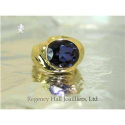 RHJ Bezel Set Oval Synthetic Sapphire in 18k #974864