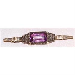 Ladies old Art Deco Amethyst lapel pin/brooch #975004